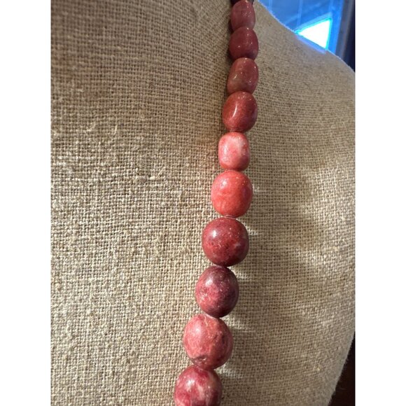Jay King Mine Finds Thulite Nugget Bead Necklace Sterling Silver Pink Gemstone - Picture 3 of 9